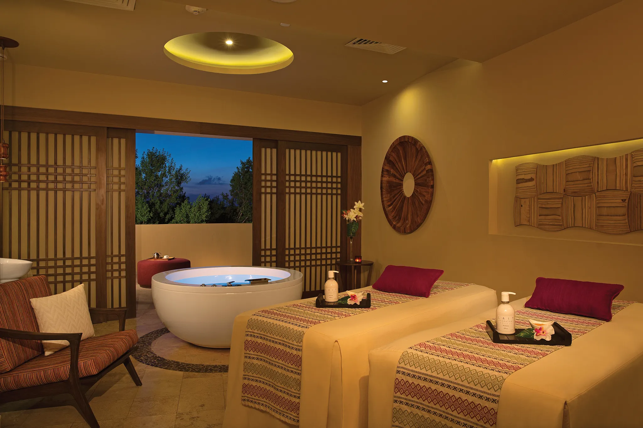Private spa treatment cabin at Dreams Spa by Pevonia at Dreams Jade Resort & Spa.