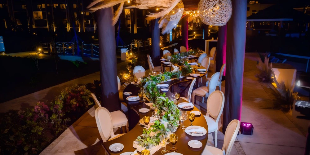 Junior Deck Terrace intimate evening wedding reception at Dreams Jade Riviera Cancun